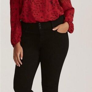 Torrid 1X Woman’s Red Graphic Design One Shoulder Bow Sheer Fabric Like New